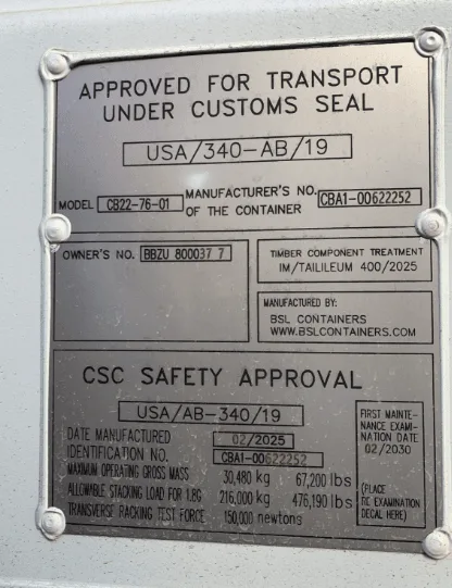 20ft Light Grey One Trip Shipping Container